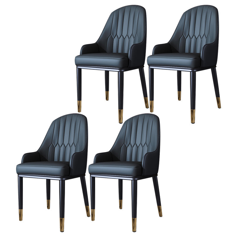 Metal Scandinavian Style Dining Side Chair Dining Room Padded Solid Back Chair with Arm Black 4 Piece Set Clearhalo ' kitchen&dining_furn' 'Dining Chairs' 'Dining Tables & Seating' 'dining_chair' 'furn' 'furn_dining_chair' 'Furniture' 'furniture_dining_chair' 'Kitchen & Dining Furniture' 'kitchen' 4008656
