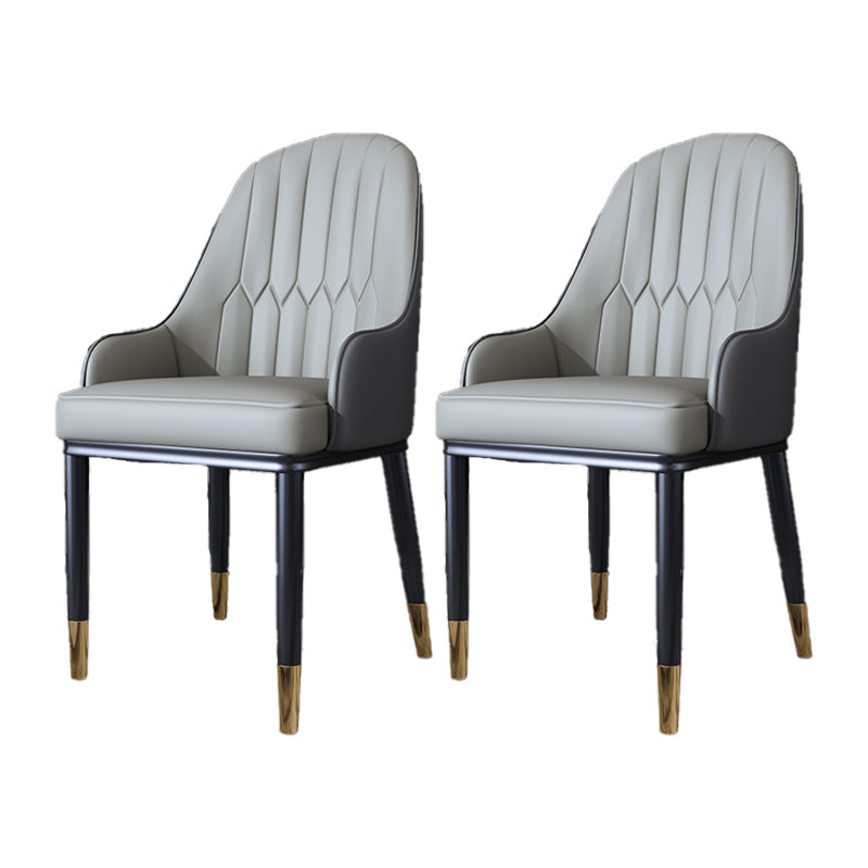 Metal Scandinavian Style Dining Side Chair Dining Room Padded Solid Back Chair with Arm Grey 2 Piece Set Clearhalo ' kitchen&dining_furn' 'Dining Chairs' 'Dining Tables & Seating' 'dining_chair' 'furn' 'furn_dining_chair' 'Furniture' 'furniture_dining_chair' 'Kitchen & Dining Furniture' 'kitchen' 4008658