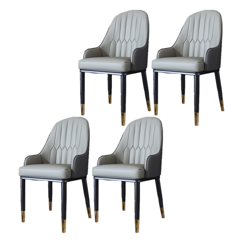Metal Scandinavian Style Dining Side Chair Dining Room Padded Solid Back Chair with Arm Grey 4 Piece Set Clearhalo ' kitchen&dining_furn' 'Dining Chairs' 'Dining Tables & Seating' 'dining_chair' 'furn' 'furn_dining_chair' 'Furniture' 'furniture_dining_chair' 'Kitchen & Dining Furniture' 'kitchen' 4008659