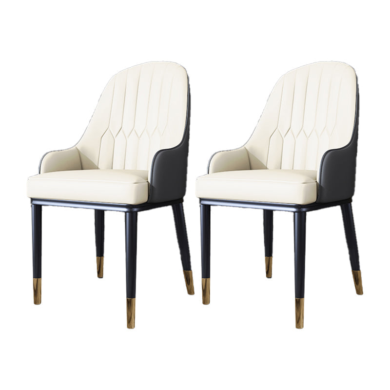Metal Scandinavian Style Dining Side Chair Dining Room Padded Solid Back Chair with Arm White-Gray 2 Piece Set Clearhalo ' kitchen&dining_furn' 'Dining Chairs' 'Dining Tables & Seating' 'dining_chair' 'furn' 'furn_dining_chair' 'Furniture' 'furniture_dining_chair' 'Kitchen & Dining Furniture' 'kitchen' 4008661