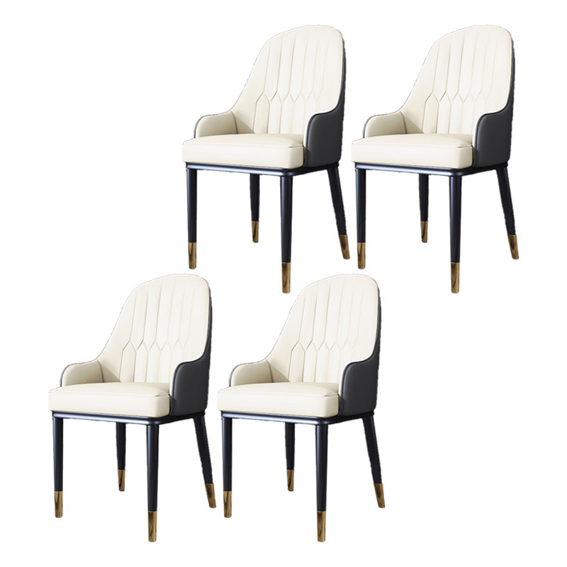 Metal Scandinavian Style Dining Side Chair Dining Room Padded Solid Back Chair with Arm White-Gray 4 Piece Set Clearhalo ' kitchen&dining_furn' 'Dining Chairs' 'Dining Tables & Seating' 'dining_chair' 'furn' 'furn_dining_chair' 'Furniture' 'furniture_dining_chair' 'Kitchen & Dining Furniture' 'kitchen' 4008662