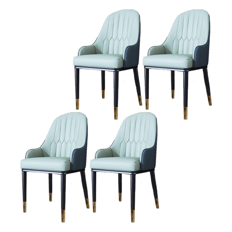 Metal Scandinavian Style Dining Side Chair Dining Room Padded Solid Back Chair with Arm Blue 4 Piece Set Clearhalo ' kitchen&dining_furn' 'Dining Chairs' 'Dining Tables & Seating' 'dining_chair' 'furn' 'furn_dining_chair' 'Furniture' 'furniture_dining_chair' 'Kitchen & Dining Furniture' 'kitchen' 4008668