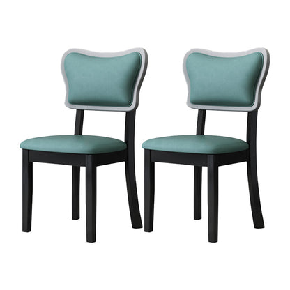 Home Scandinavian Side Chair Wood Upholstered Open Back Dining Room Chair (Set of 2) Peacock Blue Black Clearhalo ' kitchen&dining_furn' 'Dining Chairs' 'Dining Tables & Seating' 'dining_chair' 'furn' 'furn_dining_chair' 'Furniture' 'furniture_dining_chair' 'Kitchen & Dining Furniture' 'kitchen' 4008671