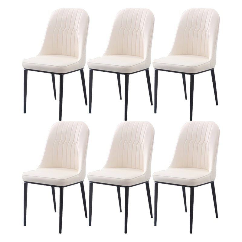 Scandinavian Indoor Side Chair Parsons Back Metal Upholstered Dining Room Chair Off-White 6 Piece Set Black Clearhalo ' kitchen&dining_furn' 'Dining Chairs' 'Dining Tables & Seating' 'dining_chair' 'furn' 'furn_dining_chair' 'Furniture' 'furniture_dining_chair' 'Kitchen & Dining Furniture' 'kitchen' 4008713