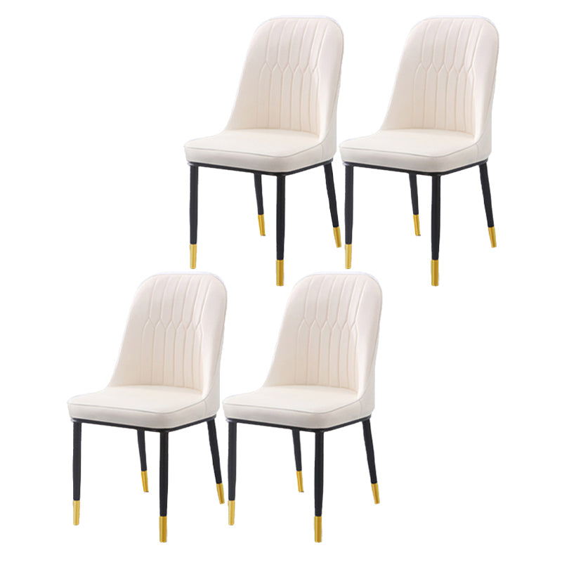 Scandinavian Indoor Side Chair Parsons Back Metal Upholstered Dining Room Chair Off-White 4 Piece Set Brass Gold Clearhalo ' kitchen&dining_furn' 'Dining Chairs' 'Dining Tables & Seating' 'dining_chair' 'furn' 'furn_dining_chair' 'Furniture' 'furniture_dining_chair' 'Kitchen & Dining Furniture' 'kitchen' 4008718