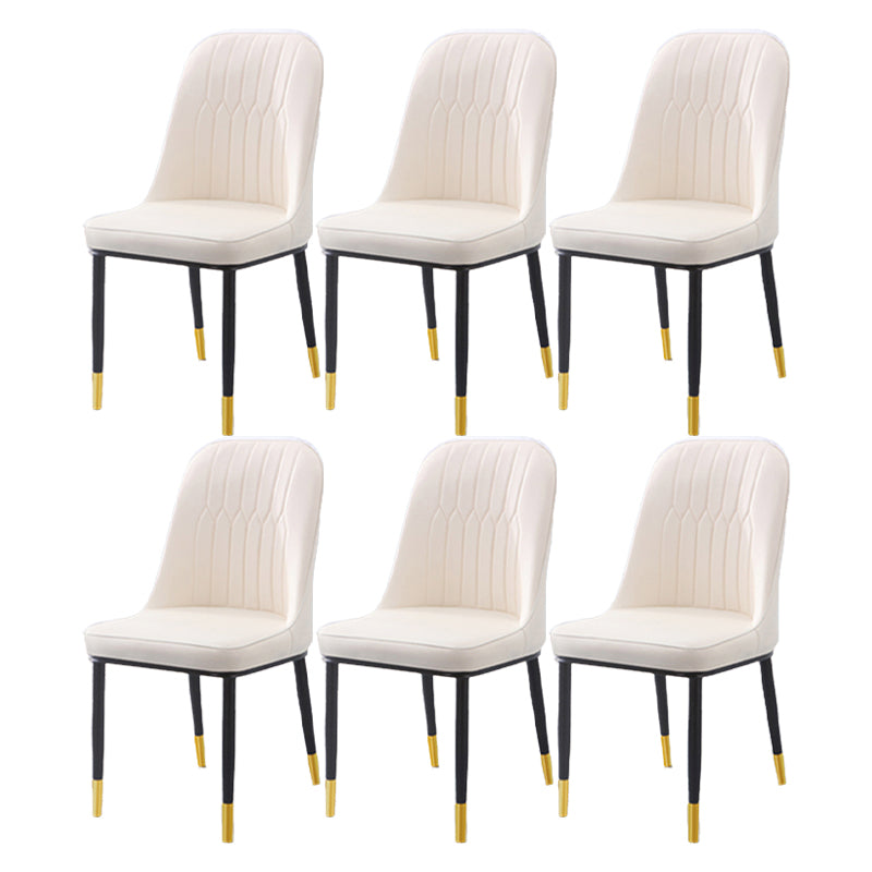 Scandinavian Indoor Side Chair Parsons Back Metal Upholstered Dining Room Chair Off-White 6 Piece Set Brass Gold Clearhalo ' kitchen&dining_furn' 'Dining Chairs' 'Dining Tables & Seating' 'dining_chair' 'furn' 'furn_dining_chair' 'Furniture' 'furniture_dining_chair' 'Kitchen & Dining Furniture' 'kitchen' 4008720