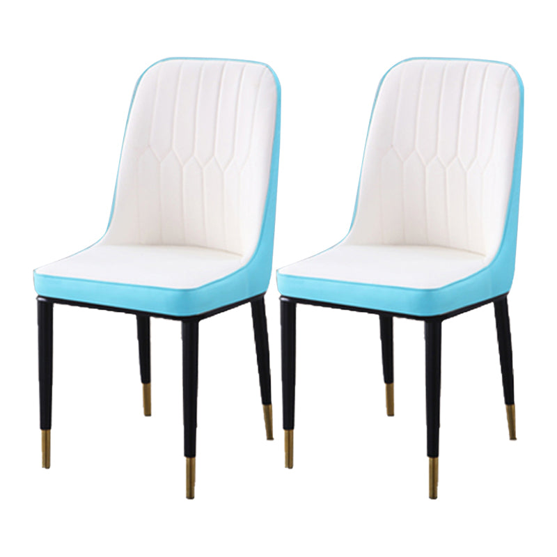 Scandinavian Indoor Side Chair Parsons Back Metal Upholstered Dining Room Chair White-Blue 2 Piece Set Brass Gold Clearhalo ' kitchen&dining_furn' 'Dining Chairs' 'Dining Tables & Seating' 'dining_chair' 'furn' 'furn_dining_chair' 'Furniture' 'furniture_dining_chair' 'Kitchen & Dining Furniture' 'kitchen' 4008727