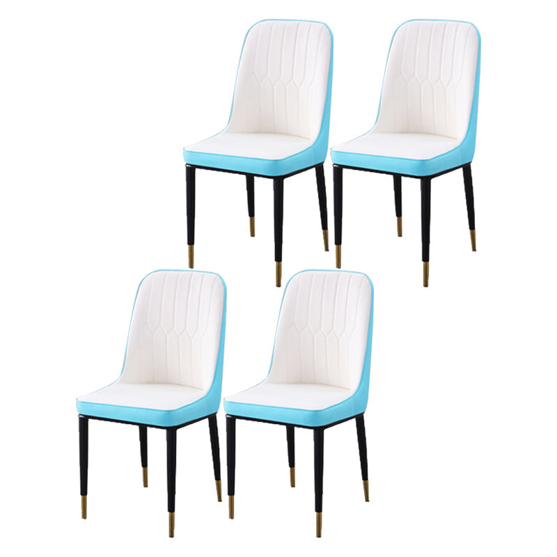 Scandinavian Indoor Side Chair Parsons Back Metal Upholstered Dining Room Chair White-Blue 4 Piece Set Brass Gold Clearhalo ' kitchen&dining_furn' 'Dining Chairs' 'Dining Tables & Seating' 'dining_chair' 'furn' 'furn_dining_chair' 'Furniture' 'furniture_dining_chair' 'Kitchen & Dining Furniture' 'kitchen' 4008728