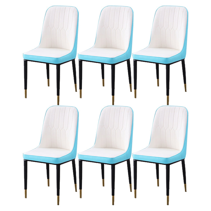 Scandinavian Indoor Side Chair Parsons Back Metal Upholstered Dining Room Chair White-Blue 6 Piece Set Brass Gold Clearhalo ' kitchen&dining_furn' 'Dining Chairs' 'Dining Tables & Seating' 'dining_chair' 'furn' 'furn_dining_chair' 'Furniture' 'furniture_dining_chair' 'Kitchen & Dining Furniture' 'kitchen' 4008729