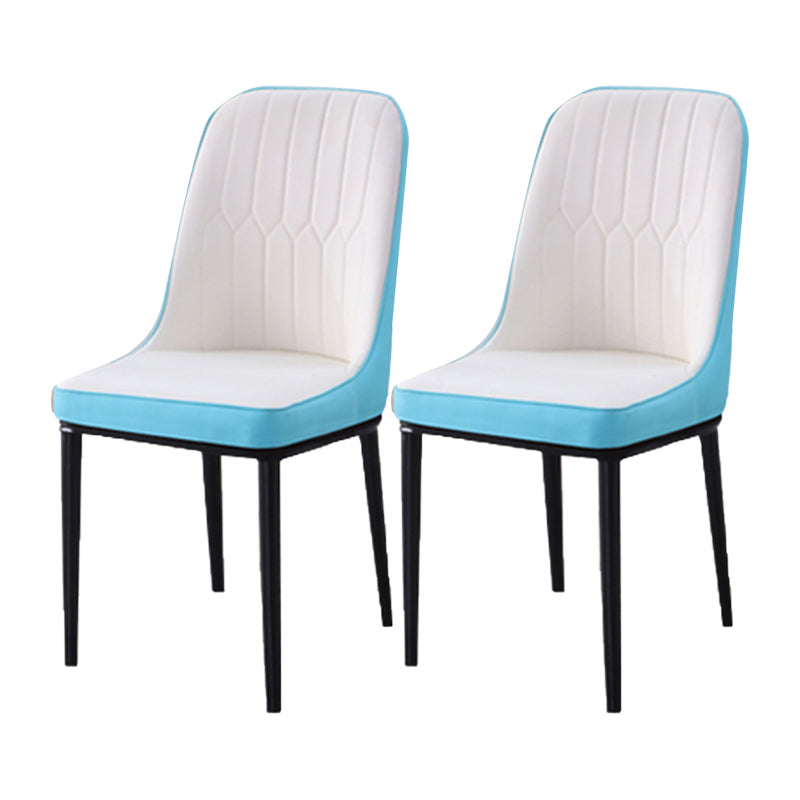 Scandinavian Indoor Side Chair Parsons Back Metal Upholstered Dining Room Chair White-Blue 2 Piece Set Black Clearhalo ' kitchen&dining_furn' 'Dining Chairs' 'Dining Tables & Seating' 'dining_chair' 'furn' 'furn_dining_chair' 'Furniture' 'furniture_dining_chair' 'Kitchen & Dining Furniture' 'kitchen' 4008730