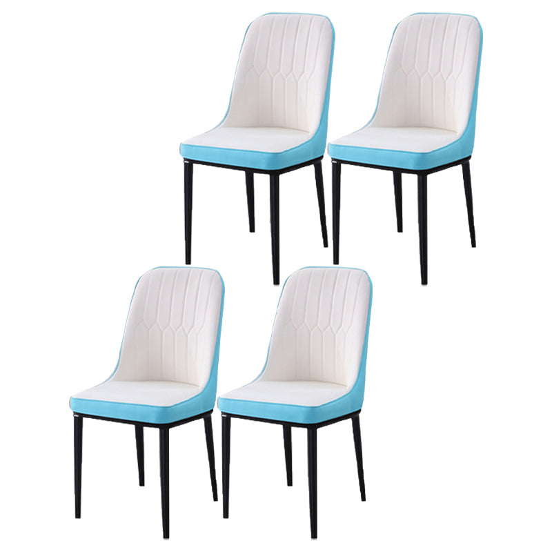 Scandinavian Indoor Side Chair Parsons Back Metal Upholstered Dining Room Chair White-Blue 4 Piece Set Black Clearhalo ' kitchen&dining_furn' 'Dining Chairs' 'Dining Tables & Seating' 'dining_chair' 'furn' 'furn_dining_chair' 'Furniture' 'furniture_dining_chair' 'Kitchen & Dining Furniture' 'kitchen' 4008731