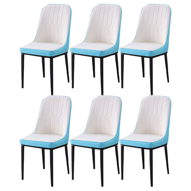 Scandinavian Indoor Side Chair Parsons Back Metal Upholstered Dining Room Chair White-Blue 6 Piece Set Black Clearhalo ' kitchen&dining_furn' 'Dining Chairs' 'Dining Tables & Seating' 'dining_chair' 'furn' 'furn_dining_chair' 'Furniture' 'furniture_dining_chair' 'Kitchen & Dining Furniture' 'kitchen' 4008732