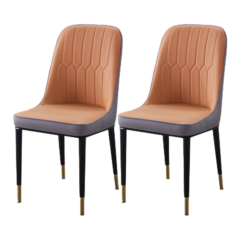 Scandinavian Indoor Side Chair Parsons Back Metal Upholstered Dining Room Chair Orange-Gray 2 Piece Set Brass Gold Clearhalo ' kitchen&dining_furn' 'Dining Chairs' 'Dining Tables & Seating' 'dining_chair' 'furn' 'furn_dining_chair' 'Furniture' 'furniture_dining_chair' 'Kitchen & Dining Furniture' 'kitchen' 4008736
