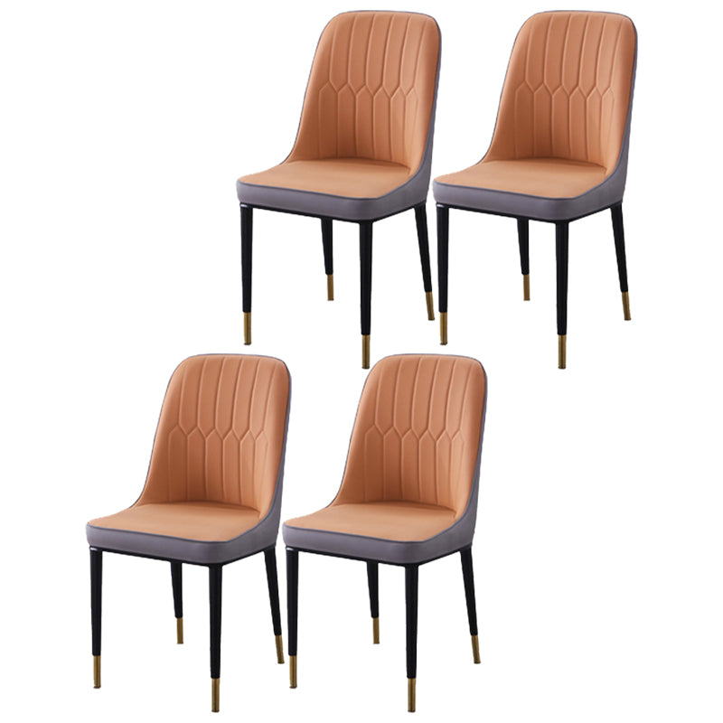 Scandinavian Indoor Side Chair Parsons Back Metal Upholstered Dining Room Chair Orange-Gray 4 Piece Set Brass Gold Clearhalo ' kitchen&dining_furn' 'Dining Chairs' 'Dining Tables & Seating' 'dining_chair' 'furn' 'furn_dining_chair' 'Furniture' 'furniture_dining_chair' 'Kitchen & Dining Furniture' 'kitchen' 4008737