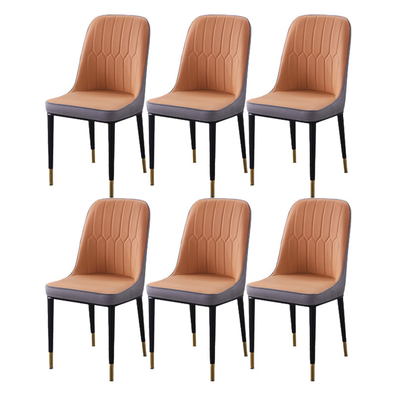 Scandinavian Indoor Side Chair Parsons Back Metal Upholstered Dining Room Chair Orange-Gray 6 Piece Set Brass Gold Clearhalo ' kitchen&dining_furn' 'Dining Chairs' 'Dining Tables & Seating' 'dining_chair' 'furn' 'furn_dining_chair' 'Furniture' 'furniture_dining_chair' 'Kitchen & Dining Furniture' 'kitchen' 4008738