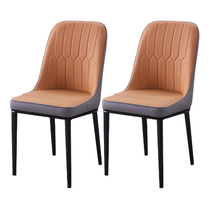 Scandinavian Indoor Side Chair Parsons Back Metal Upholstered Dining Room Chair Orange-Gray 2 Piece Set Black Clearhalo ' kitchen&dining_furn' 'Dining Chairs' 'Dining Tables & Seating' 'dining_chair' 'furn' 'furn_dining_chair' 'Furniture' 'furniture_dining_chair' 'Kitchen & Dining Furniture' 'kitchen' 4008739