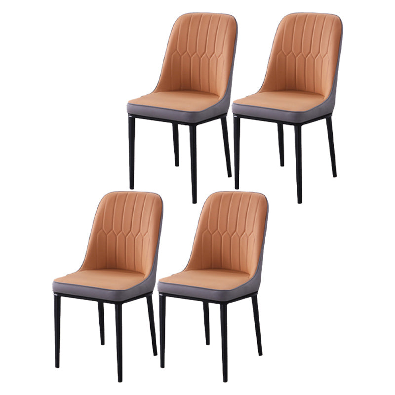 Scandinavian Indoor Side Chair Parsons Back Metal Upholstered Dining Room Chair Orange-Gray 4 Piece Set Black Clearhalo ' kitchen&dining_furn' 'Dining Chairs' 'Dining Tables & Seating' 'dining_chair' 'furn' 'furn_dining_chair' 'Furniture' 'furniture_dining_chair' 'Kitchen & Dining Furniture' 'kitchen' 4008740
