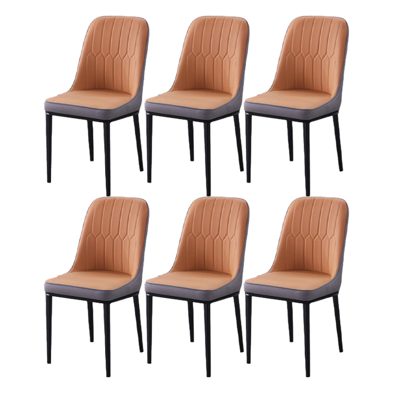 Scandinavian Indoor Side Chair Parsons Back Metal Upholstered Dining Room Chair Orange-Gray 6 Piece Set Black Clearhalo ' kitchen&dining_furn' 'Dining Chairs' 'Dining Tables & Seating' 'dining_chair' 'furn' 'furn_dining_chair' 'Furniture' 'furniture_dining_chair' 'Kitchen & Dining Furniture' 'kitchen' 4008741