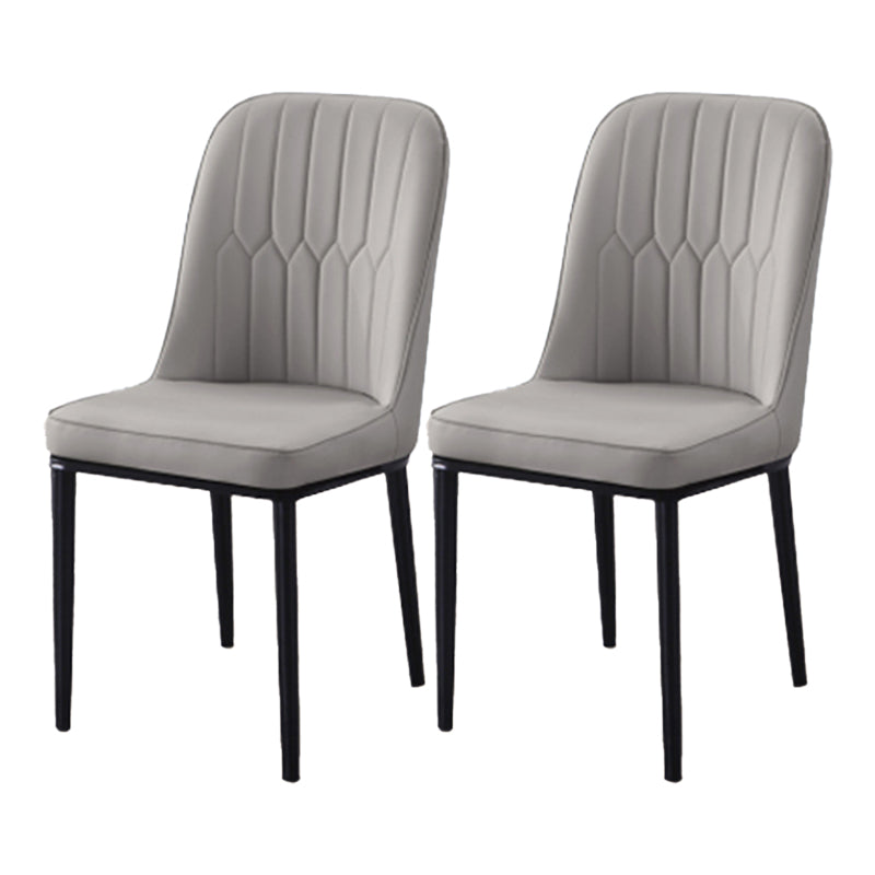Scandinavian Indoor Side Chair Parsons Back Metal Upholstered Dining Room Chair Dark Gray 2 Piece Set Black Clearhalo ' kitchen&dining_furn' 'Dining Chairs' 'Dining Tables & Seating' 'dining_chair' 'furn' 'furn_dining_chair' 'Furniture' 'furniture_dining_chair' 'Kitchen & Dining Furniture' 'kitchen' 4008742