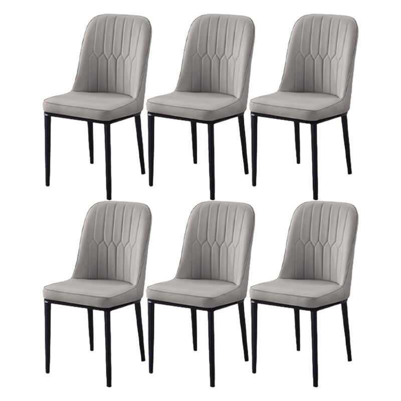 Scandinavian Indoor Side Chair Parsons Back Metal Upholstered Dining Room Chair Dark Gray 6 Piece Set Black Clearhalo ' kitchen&dining_furn' 'Dining Chairs' 'Dining Tables & Seating' 'dining_chair' 'furn' 'furn_dining_chair' 'Furniture' 'furniture_dining_chair' 'Kitchen & Dining Furniture' 'kitchen' 4008744