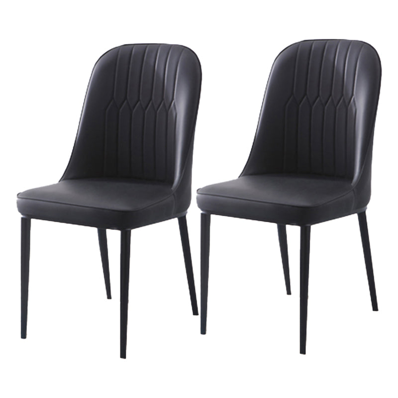 Scandinavian Indoor Side Chair Parsons Back Metal Upholstered Dining Room Chair Black 2 Piece Set Black Clearhalo ' kitchen&dining_furn' 'Dining Chairs' 'Dining Tables & Seating' 'dining_chair' 'furn' 'furn_dining_chair' 'Furniture' 'furniture_dining_chair' 'Kitchen & Dining Furniture' 'kitchen' 4008748
