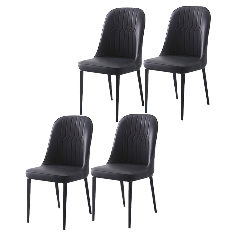Scandinavian Indoor Side Chair Parsons Back Metal Upholstered Dining Room Chair Black 4 Piece Set Black Clearhalo ' kitchen&dining_furn' 'Dining Chairs' 'Dining Tables & Seating' 'dining_chair' 'furn' 'furn_dining_chair' 'Furniture' 'furniture_dining_chair' 'Kitchen & Dining Furniture' 'kitchen' 4008749