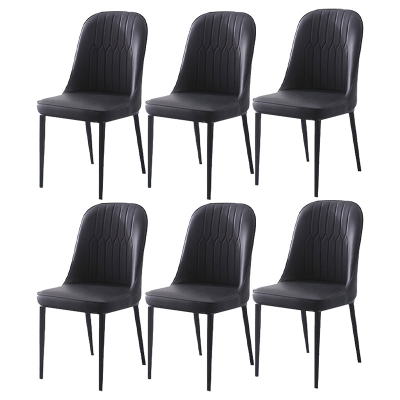 Scandinavian Indoor Side Chair Parsons Back Metal Upholstered Dining Room Chair Black 6 Piece Set Black Clearhalo ' kitchen&dining_furn' 'Dining Chairs' 'Dining Tables & Seating' 'dining_chair' 'furn' 'furn_dining_chair' 'Furniture' 'furniture_dining_chair' 'Kitchen & Dining Furniture' 'kitchen' 4008750