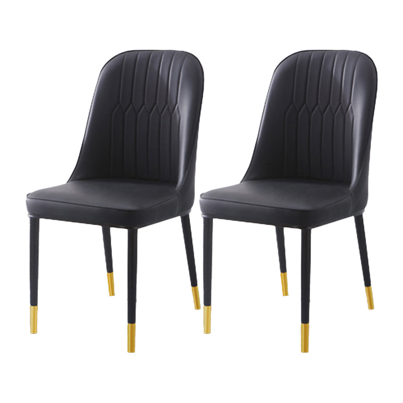Scandinavian Indoor Side Chair Parsons Back Metal Upholstered Dining Room Chair Black 2 Piece Set Brass Gold Clearhalo ' kitchen&dining_furn' 'Dining Chairs' 'Dining Tables & Seating' 'dining_chair' 'furn' 'furn_dining_chair' 'Furniture' 'furniture_dining_chair' 'Kitchen & Dining Furniture' 'kitchen' 4008751