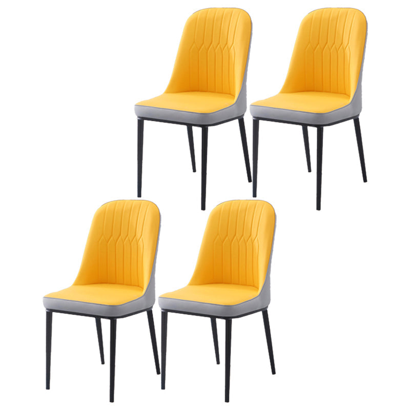 Scandinavian Indoor Side Chair Parsons Back Metal Upholstered Dining Room Chair Gray-Yellow 4 Piece Set Black Clearhalo ' kitchen&dining_furn' 'Dining Chairs' 'Dining Tables & Seating' 'dining_chair' 'furn' 'furn_dining_chair' 'Furniture' 'furniture_dining_chair' 'Kitchen & Dining Furniture' 'kitchen' 4008755