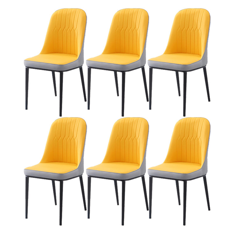 Scandinavian Indoor Side Chair Parsons Back Metal Upholstered Dining Room Chair Gray-Yellow 6 Piece Set Black Clearhalo ' kitchen&dining_furn' 'Dining Chairs' 'Dining Tables & Seating' 'dining_chair' 'furn' 'furn_dining_chair' 'Furniture' 'furniture_dining_chair' 'Kitchen & Dining Furniture' 'kitchen' 4008756