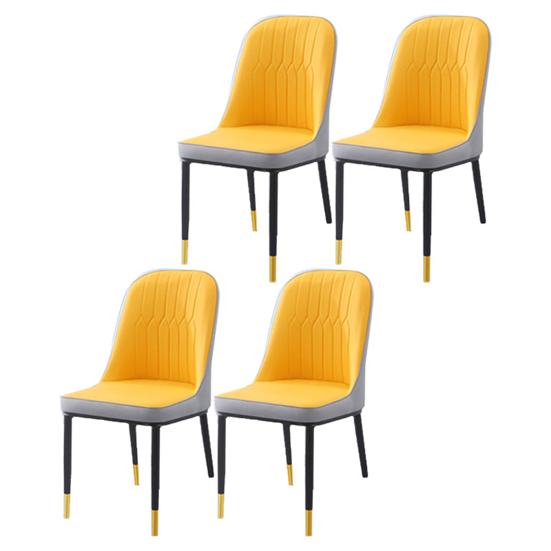 Scandinavian Indoor Side Chair Parsons Back Metal Upholstered Dining Room Chair Gray-Yellow 4 Piece Set Brass Gold Clearhalo ' kitchen&dining_furn' 'Dining Chairs' 'Dining Tables & Seating' 'dining_chair' 'furn' 'furn_dining_chair' 'Furniture' 'furniture_dining_chair' 'Kitchen & Dining Furniture' 'kitchen' 4008758
