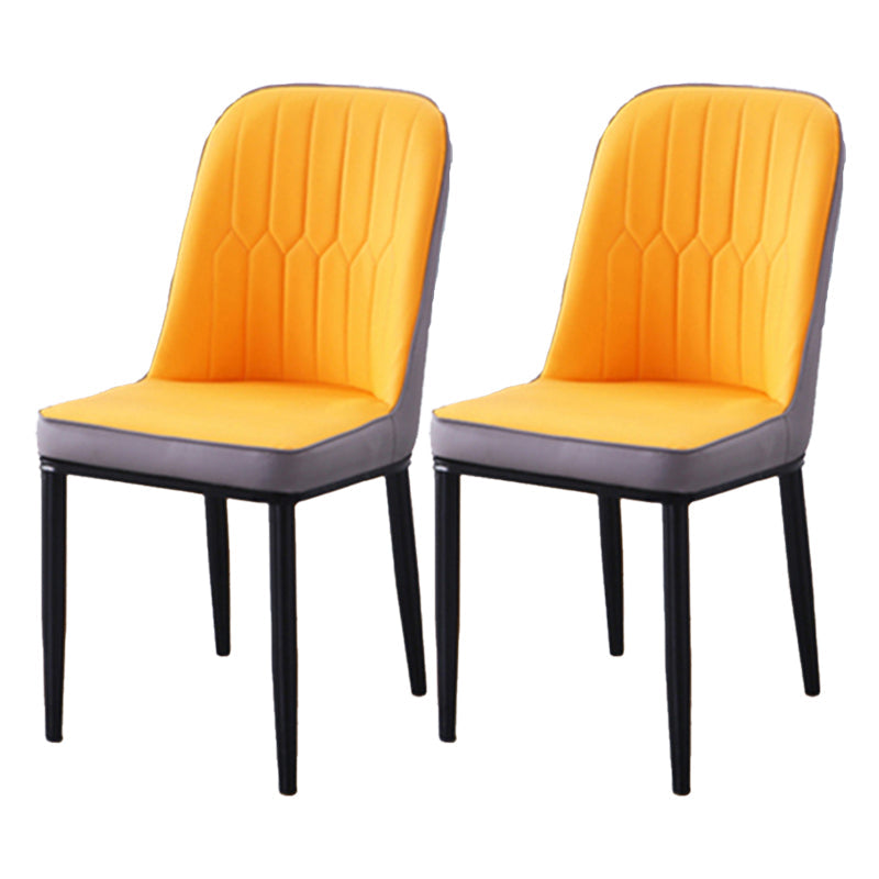 Scandinavian Indoor Side Chair Parsons Back Metal Upholstered Dining Room Chair Gray-Orange 2 Piece Set Black Clearhalo ' kitchen&dining_furn' 'Dining Chairs' 'Dining Tables & Seating' 'dining_chair' 'furn' 'furn_dining_chair' 'Furniture' 'furniture_dining_chair' 'Kitchen & Dining Furniture' 'kitchen' 4008760