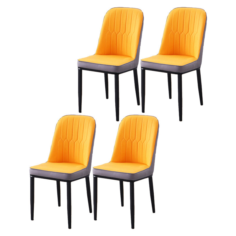 Scandinavian Indoor Side Chair Parsons Back Metal Upholstered Dining Room Chair Gray-Orange 4 Piece Set Black Clearhalo ' kitchen&dining_furn' 'Dining Chairs' 'Dining Tables & Seating' 'dining_chair' 'furn' 'furn_dining_chair' 'Furniture' 'furniture_dining_chair' 'Kitchen & Dining Furniture' 'kitchen' 4008761