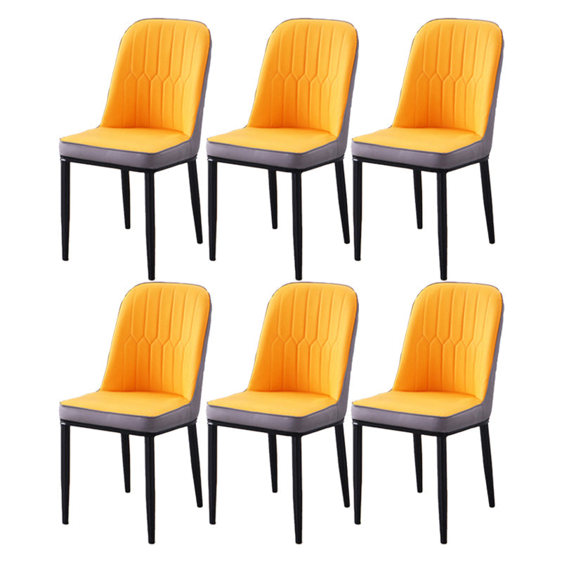 Scandinavian Indoor Side Chair Parsons Back Metal Upholstered Dining Room Chair Gray-Orange 6 Piece Set Black Clearhalo ' kitchen&dining_furn' 'Dining Chairs' 'Dining Tables & Seating' 'dining_chair' 'furn' 'furn_dining_chair' 'Furniture' 'furniture_dining_chair' 'Kitchen & Dining Furniture' 'kitchen' 4008762