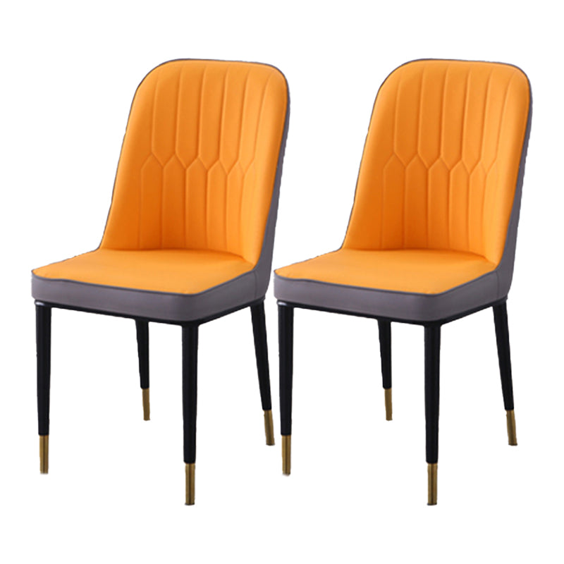 Scandinavian Indoor Side Chair Parsons Back Metal Upholstered Dining Room Chair Gray-Orange 2 Piece Set Brass Gold Clearhalo ' kitchen&dining_furn' 'Dining Chairs' 'Dining Tables & Seating' 'dining_chair' 'furn' 'furn_dining_chair' 'Furniture' 'furniture_dining_chair' 'Kitchen & Dining Furniture' 'kitchen' 4008763