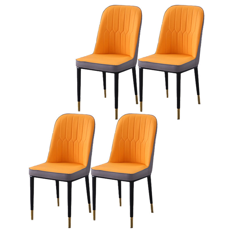 Scandinavian Indoor Side Chair Parsons Back Metal Upholstered Dining Room Chair Gray-Orange 4 Piece Set Brass Gold Clearhalo ' kitchen&dining_furn' 'Dining Chairs' 'Dining Tables & Seating' 'dining_chair' 'furn' 'furn_dining_chair' 'Furniture' 'furniture_dining_chair' 'Kitchen & Dining Furniture' 'kitchen' 4008764