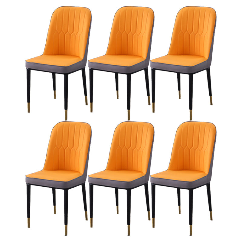 Scandinavian Indoor Side Chair Parsons Back Metal Upholstered Dining Room Chair Gray-Orange 6 Piece Set Brass Gold Clearhalo ' kitchen&dining_furn' 'Dining Chairs' 'Dining Tables & Seating' 'dining_chair' 'furn' 'furn_dining_chair' 'Furniture' 'furniture_dining_chair' 'Kitchen & Dining Furniture' 'kitchen' 4008765