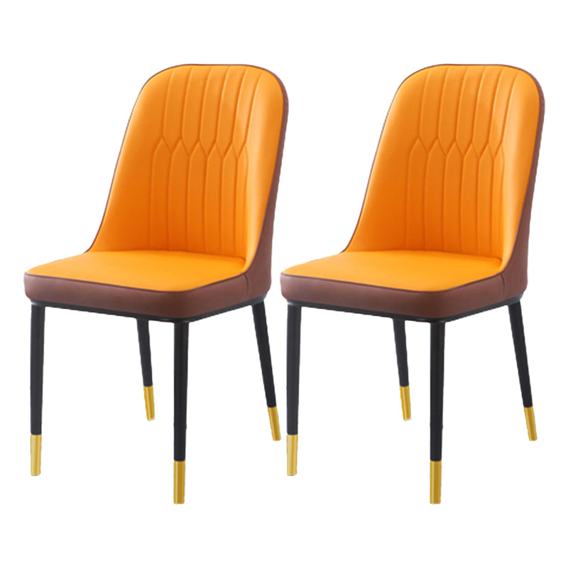 Scandinavian Indoor Side Chair Parsons Back Metal Upholstered Dining Room Chair Orange 2 Piece Set Brass Gold Clearhalo ' kitchen&dining_furn' 'Dining Chairs' 'Dining Tables & Seating' 'dining_chair' 'furn' 'furn_dining_chair' 'Furniture' 'furniture_dining_chair' 'Kitchen & Dining Furniture' 'kitchen' 4008766