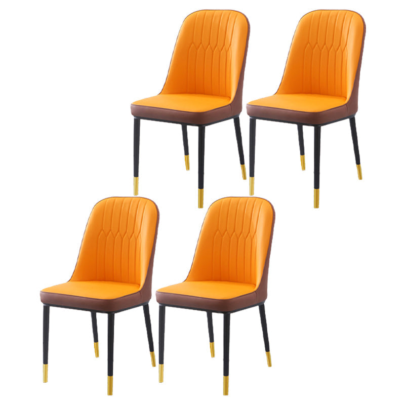Scandinavian Indoor Side Chair Parsons Back Metal Upholstered Dining Room Chair Orange 4 Piece Set Brass Gold Clearhalo ' kitchen&dining_furn' 'Dining Chairs' 'Dining Tables & Seating' 'dining_chair' 'furn' 'furn_dining_chair' 'Furniture' 'furniture_dining_chair' 'Kitchen & Dining Furniture' 'kitchen' 4008767