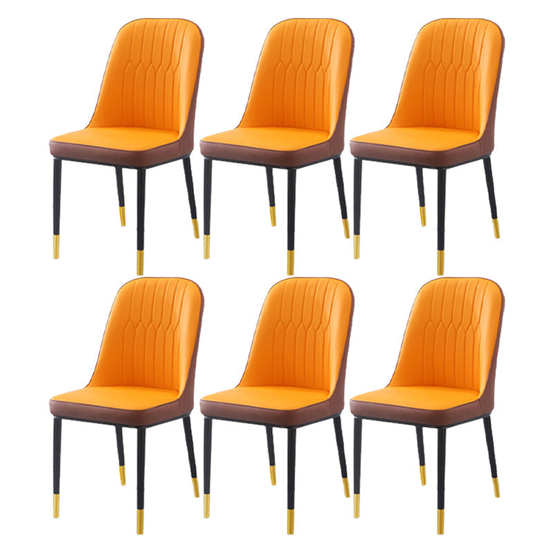 Scandinavian Indoor Side Chair Parsons Back Metal Upholstered Dining Room Chair Orange 6 Piece Set Brass Gold Clearhalo ' kitchen&dining_furn' 'Dining Chairs' 'Dining Tables & Seating' 'dining_chair' 'furn' 'furn_dining_chair' 'Furniture' 'furniture_dining_chair' 'Kitchen & Dining Furniture' 'kitchen' 4008768