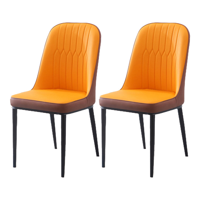 Scandinavian Indoor Side Chair Parsons Back Metal Upholstered Dining Room Chair Orange 2 Piece Set Black Clearhalo ' kitchen&dining_furn' 'Dining Chairs' 'Dining Tables & Seating' 'dining_chair' 'furn' 'furn_dining_chair' 'Furniture' 'furniture_dining_chair' 'Kitchen & Dining Furniture' 'kitchen' 4008769