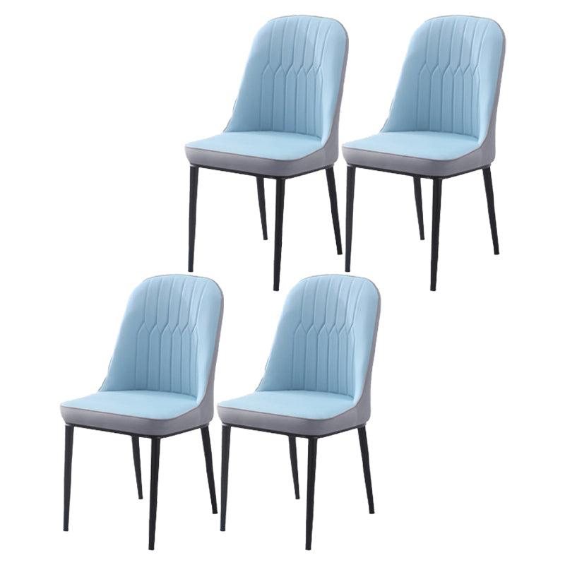 Scandinavian Indoor Side Chair Parsons Back Metal Upholstered Dining Room Chair Blue-Gray 4 Piece Set Black Clearhalo ' kitchen&dining_furn' 'Dining Chairs' 'Dining Tables & Seating' 'dining_chair' 'furn' 'furn_dining_chair' 'Furniture' 'furniture_dining_chair' 'Kitchen & Dining Furniture' 'kitchen' 4008773