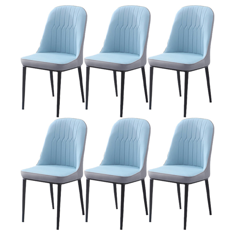 Scandinavian Indoor Side Chair Parsons Back Metal Upholstered Dining Room Chair Blue-Gray 6 Piece Set Black Clearhalo ' kitchen&dining_furn' 'Dining Chairs' 'Dining Tables & Seating' 'dining_chair' 'furn' 'furn_dining_chair' 'Furniture' 'furniture_dining_chair' 'Kitchen & Dining Furniture' 'kitchen' 4008774