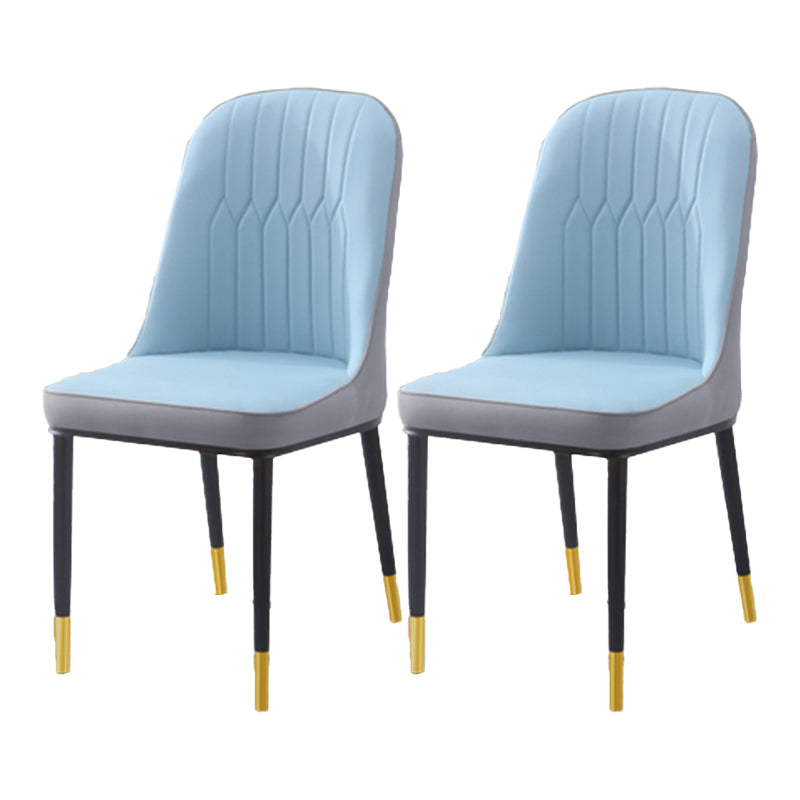 Scandinavian Indoor Side Chair Parsons Back Metal Upholstered Dining Room Chair Blue-Gray 2 Piece Set Brass Gold Clearhalo ' kitchen&dining_furn' 'Dining Chairs' 'Dining Tables & Seating' 'dining_chair' 'furn' 'furn_dining_chair' 'Furniture' 'furniture_dining_chair' 'Kitchen & Dining Furniture' 'kitchen' 4008775