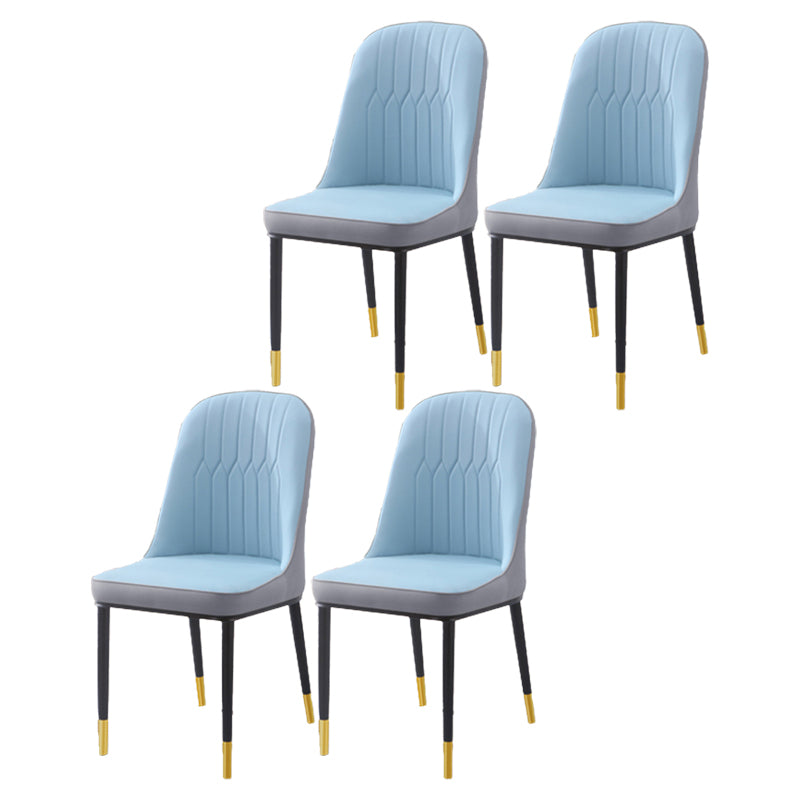Scandinavian Indoor Side Chair Parsons Back Metal Upholstered Dining Room Chair Blue-Gray 4 Piece Set Brass Gold Clearhalo ' kitchen&dining_furn' 'Dining Chairs' 'Dining Tables & Seating' 'dining_chair' 'furn' 'furn_dining_chair' 'Furniture' 'furniture_dining_chair' 'Kitchen & Dining Furniture' 'kitchen' 4008776