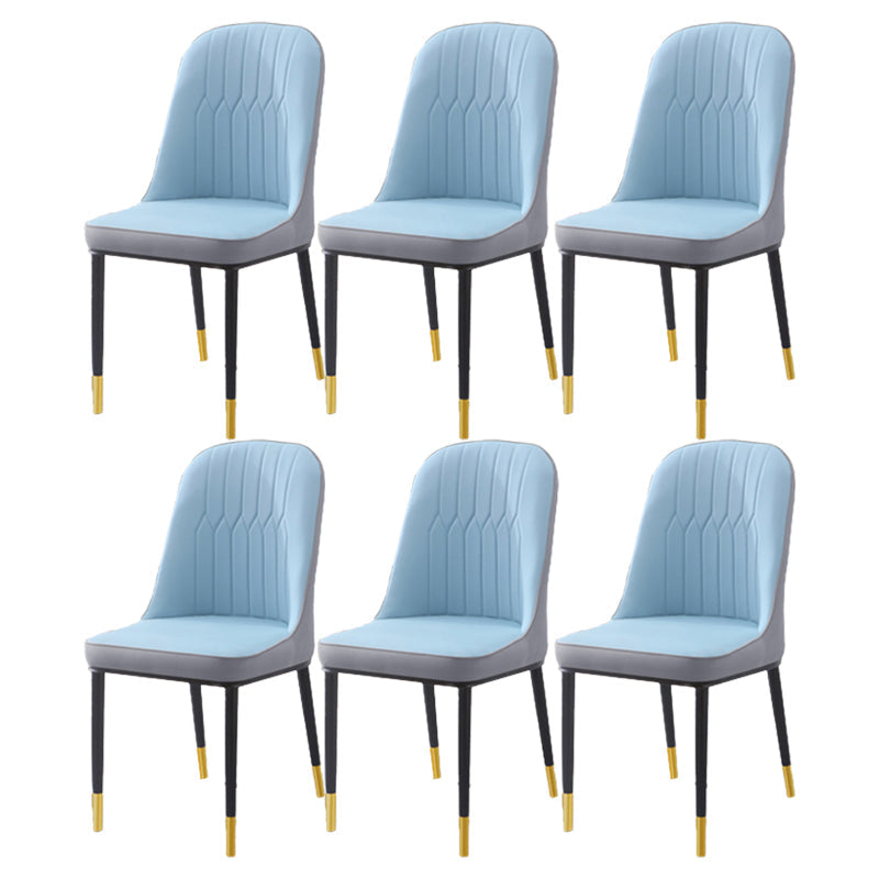 Scandinavian Indoor Side Chair Parsons Back Metal Upholstered Dining Room Chair Blue-Gray 6 Piece Set Brass Gold Clearhalo ' kitchen&dining_furn' 'Dining Chairs' 'Dining Tables & Seating' 'dining_chair' 'furn' 'furn_dining_chair' 'Furniture' 'furniture_dining_chair' 'Kitchen & Dining Furniture' 'kitchen' 4008777