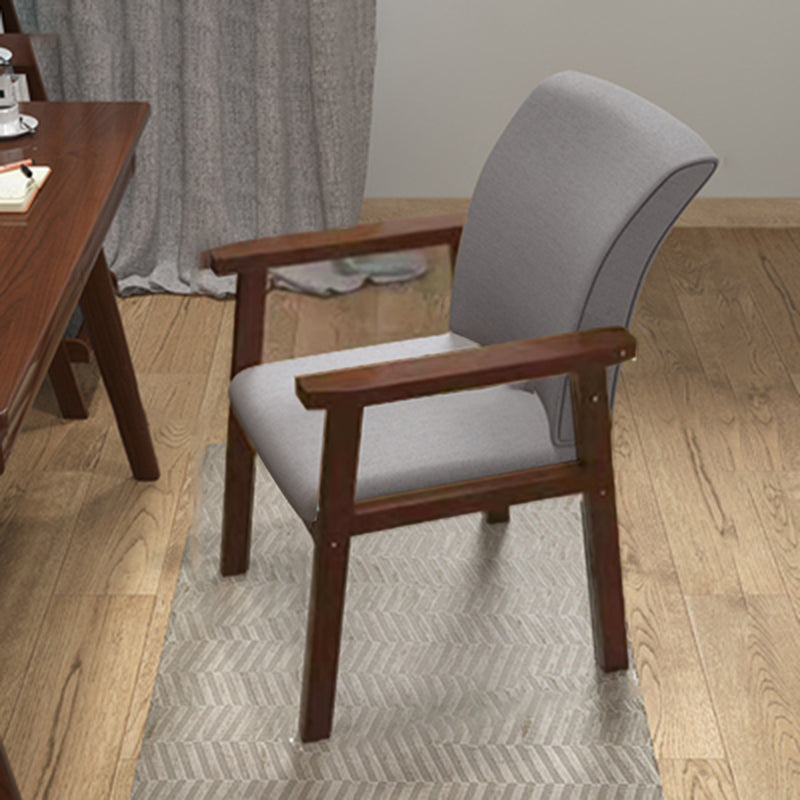 Contemporary Indoor Arm Chair Solid Back Upholstered Wood Single Dining Room Chair Grey Walnut Clearhalo ' kitchen&dining_furn' 'Dining Chairs' 'Dining Tables & Seating' 'dining_chair' 'furn' 'furn_dining_chair' 'Furniture' 'furniture_dining_chair' 'Kitchen & Dining Furniture' 'kitchen' 4008806