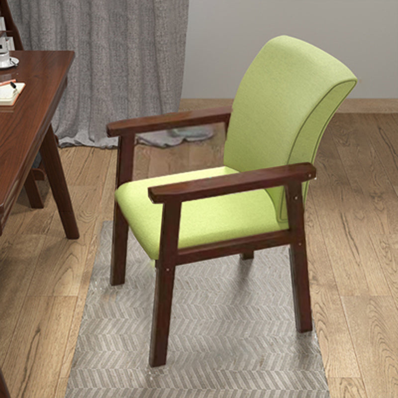 Contemporary Indoor Arm Chair Solid Back Upholstered Wood Single Dining Room Chair Green Walnut Clearhalo ' kitchen&dining_furn' 'Dining Chairs' 'Dining Tables & Seating' 'dining_chair' 'furn' 'furn_dining_chair' 'Furniture' 'furniture_dining_chair' 'Kitchen & Dining Furniture' 'kitchen' 4008811