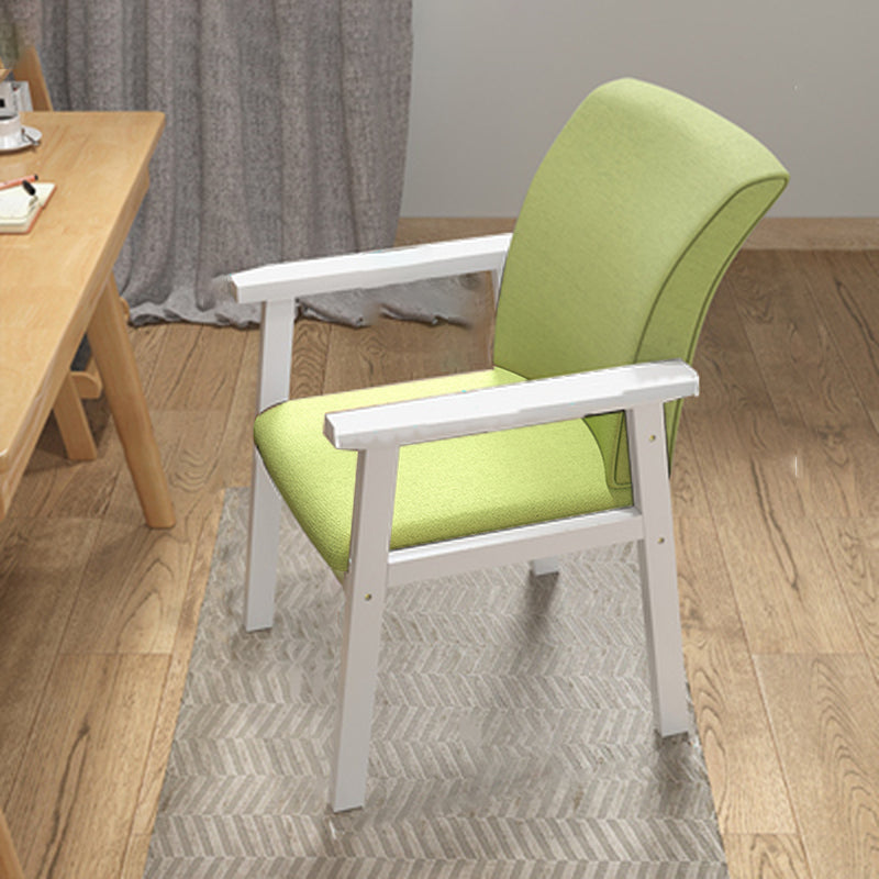 Contemporary Indoor Arm Chair Solid Back Upholstered Wood Single Dining Room Chair Green White Clearhalo ' kitchen&dining_furn' 'Dining Chairs' 'Dining Tables & Seating' 'dining_chair' 'furn' 'furn_dining_chair' 'Furniture' 'furniture_dining_chair' 'Kitchen & Dining Furniture' 'kitchen' 4008812