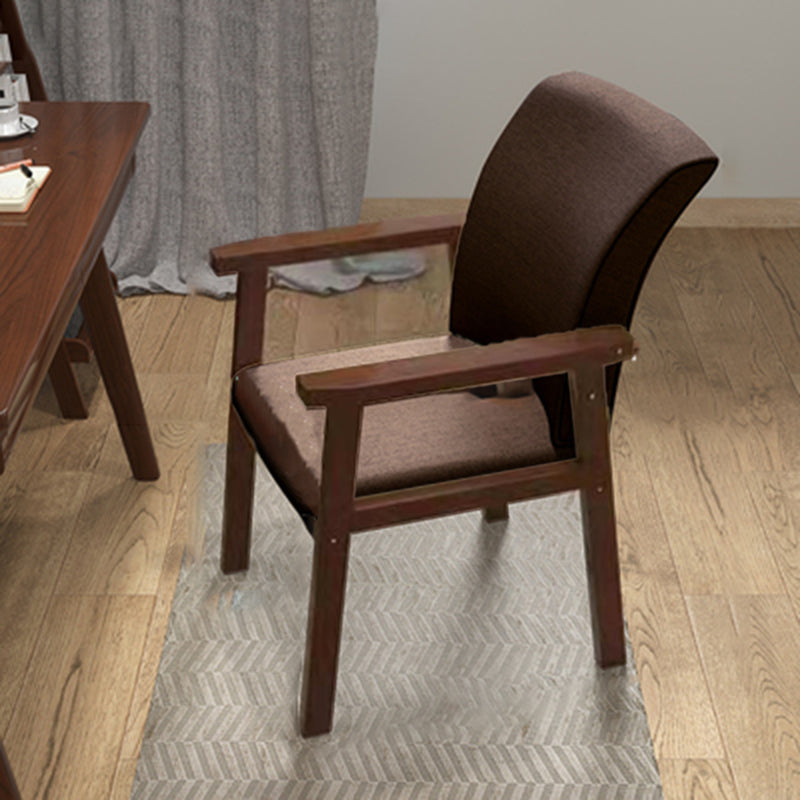 Indoor Contemporary Arm Chair Solid Back Upholstered Wood Single Dining Room Chair Coffee Walnut Clearhalo ' kitchen&dining_furn' 'Dining Chairs' 'Dining Tables & Seating' 'dining_chair' 'furn' 'furn_dining_chair' 'Furniture' 'furniture_dining_chair' 'Kitchen & Dining Furniture' 'kitchen' 4008819